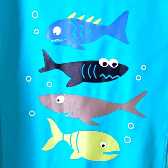 Boy's Surf Shorty Wetsuit Turquiose/Green w/Fish Size 10 - Picture 4 of 7